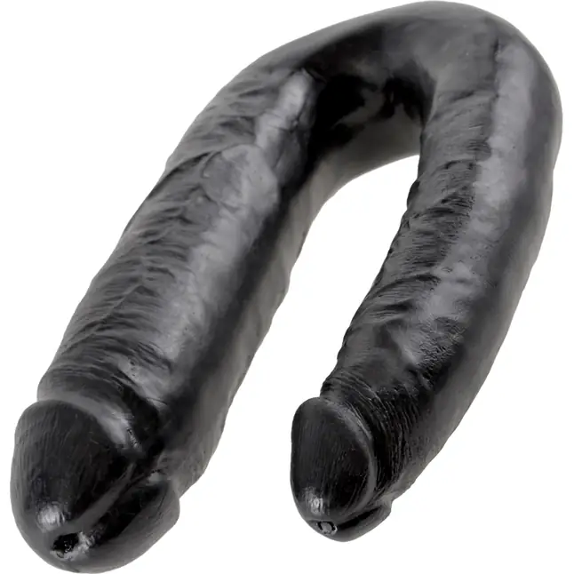 Черный двусторонний фаллоимитатор U-Shaped Large Double Trouble - 44,4 см - King Cock. Фотография 2.