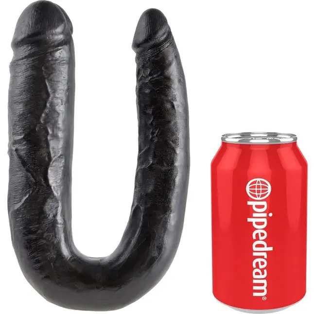Черный двусторонний фаллоимитатор U-Shaped Large Double Trouble - 44,4 см - King Cock. Фотография 4.
