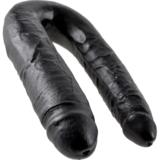 Черный двусторонний фаллоимитатор U-Shaped Large Double Trouble - 44,4 см - King Cock. Фотография 5.