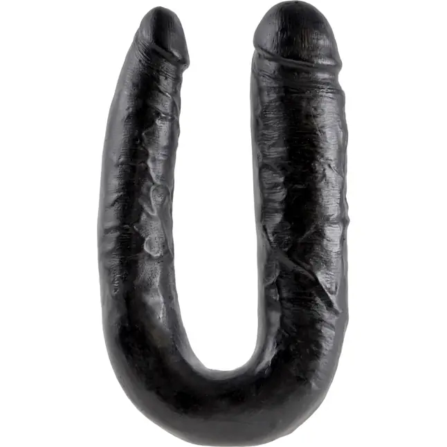 Черный двусторонний фаллоимитатор U-Shaped Large Double Trouble - 44,4 см - King Cock