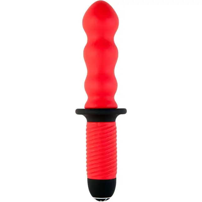 Красный фигурный вибратор с двойным мотором - 28 см - Black Red
