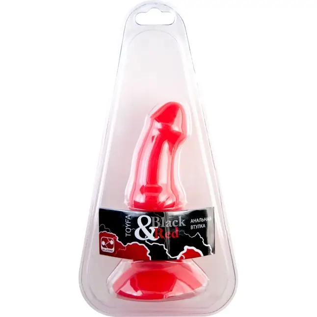 Красная анальная втулка-фаллос - 13,5 см - Black Red. Фотография 2.