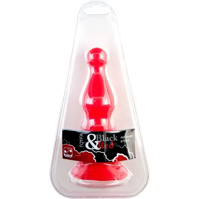 Красная фигурная анальная втулка - 15 см - Black Red. Фотография 2.