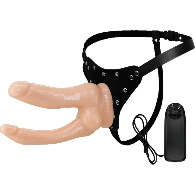 Женский страпон с двумя фаллосами и вибрацией Jessica Strap-On