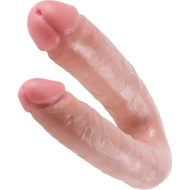 Телесный двусторонний фаллоимитатор U-Shaped Large Double Trouble - 44,4 см - King Cock. Фотография 2.