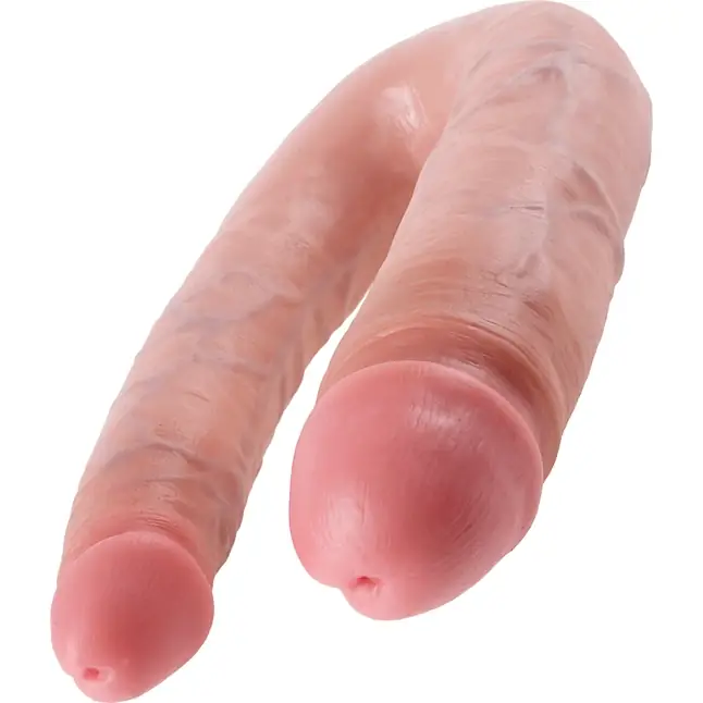 Телесный двусторонний фаллоимитатор U-Shaped Large Double Trouble - 44,4 см - King Cock. Фотография 3.