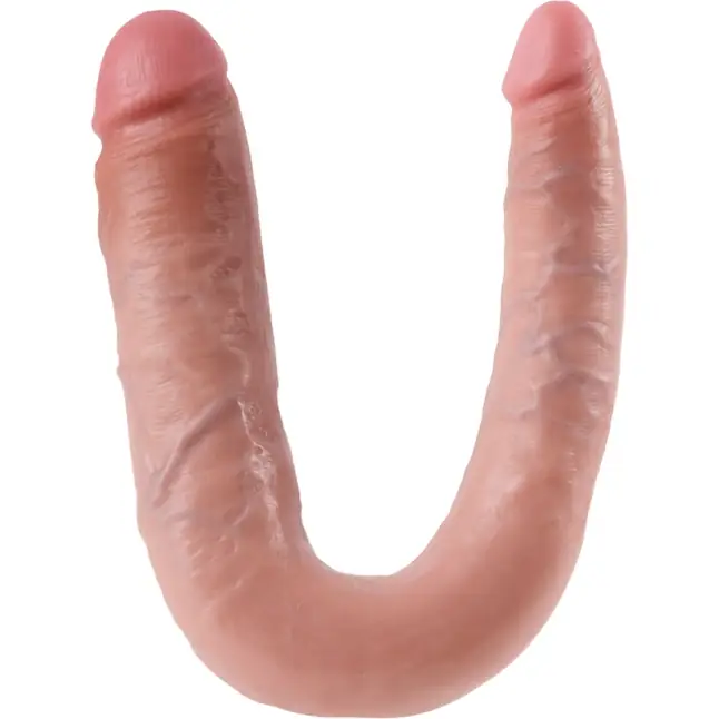 Телесный двусторонний фаллоимитатор U-Shaped Large Double Trouble - 44,4 см - King Cock. Фотография 4.