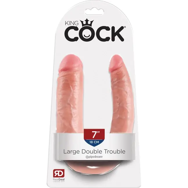 Телесный двусторонний фаллоимитатор U-Shaped Large Double Trouble - 44,4 см - King Cock. Фотография 5.