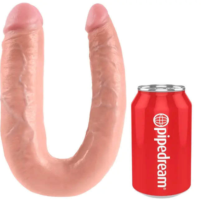 Телесный двусторонний фаллоимитатор U-Shaped Large Double Trouble - 44,4 см - King Cock. Фотография 6.