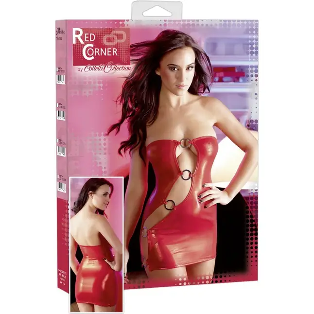 Глянцевое платье с вырезом на кольцах - Red Corner by Cottelli Collection