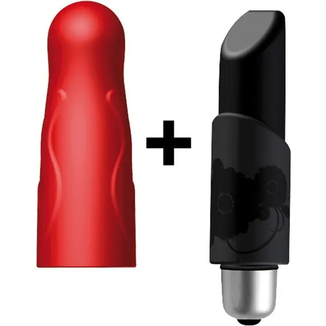 Мощная вибропуля Joystick Ladylike с двумя насадками - чёрной и красной
