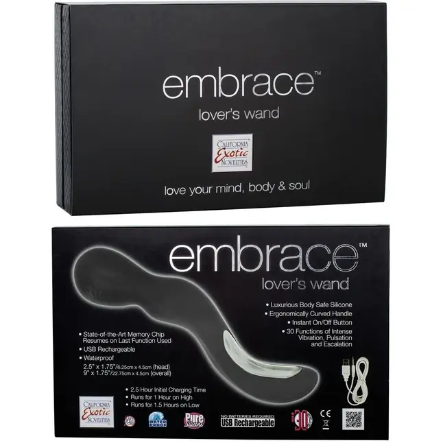 Серый вибромассажер Lover s Wand - 22,75 см - Embrace. Фотография 3.