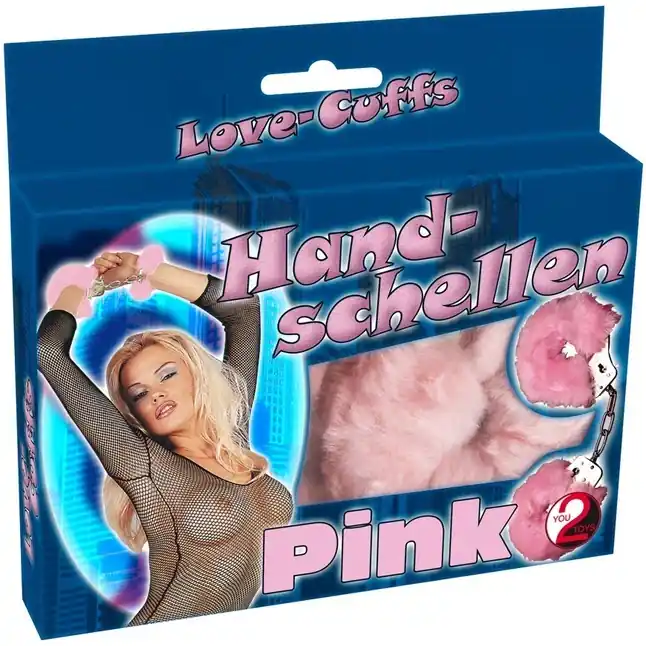 Розовые меховые наручники Love Cuffs Rose - You2Toys. Фотография 2.