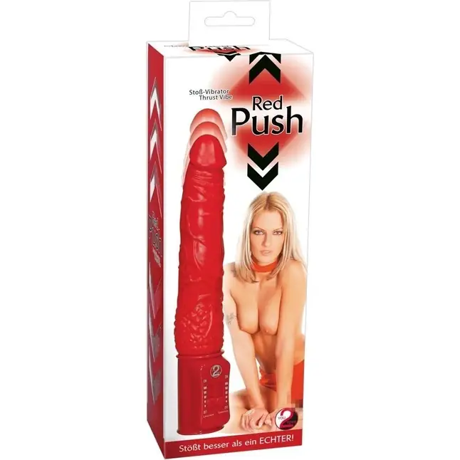 Красный вибратор Red Push с возвратно-поступательными движениями - 19,5 см - You2Toys. Фотография 3.