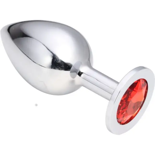 Анальная пробка BUTT PLUG Large с красным кристаллом - 9,5 см