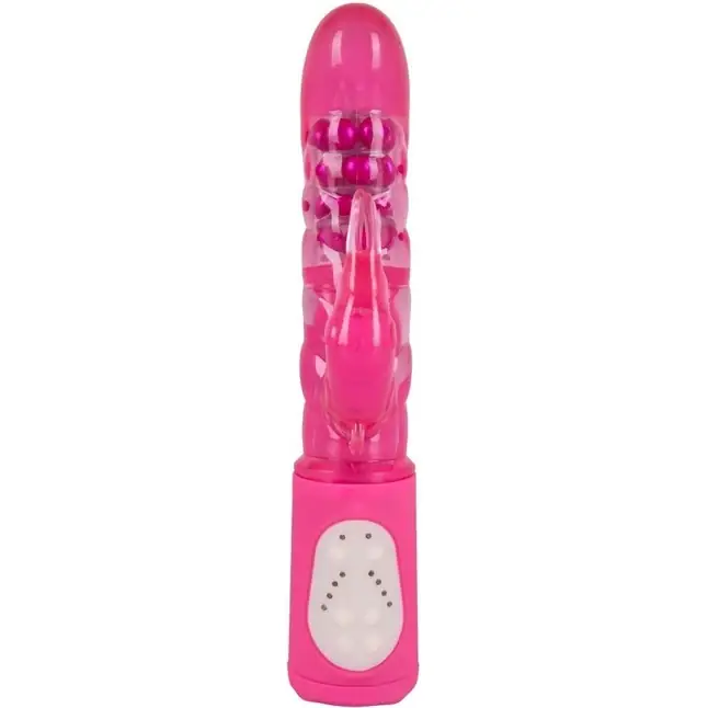 Розовый вибратор PEARLFECT LINE с клиторальным кроликом - 24,5 см - You2Toys. Фотография 2.