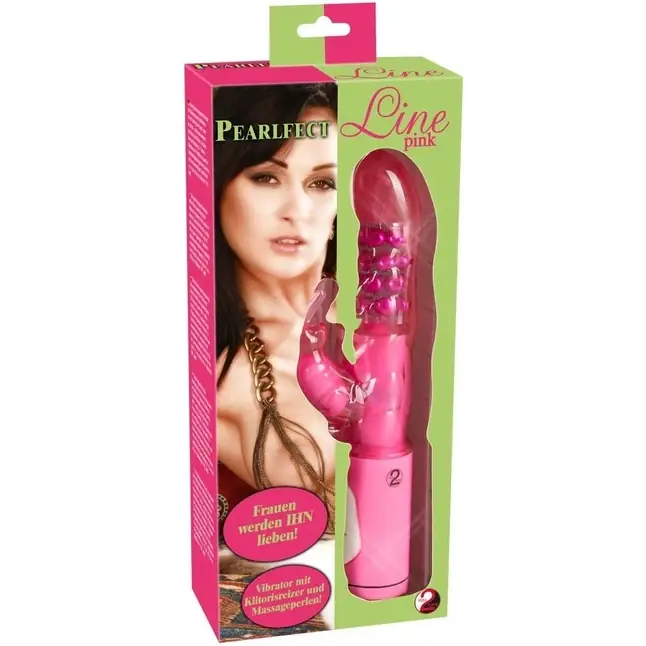 Розовый вибратор PEARLFECT LINE с клиторальным кроликом - 24,5 см - You2Toys. Фотография 3.