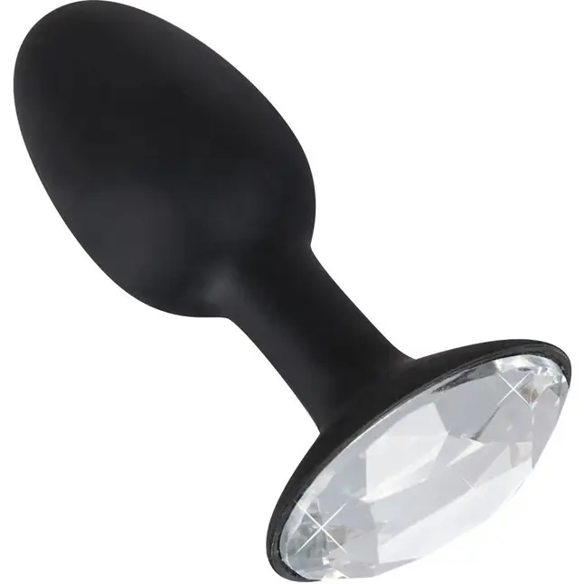 Чёрная анальная втулка с кристаллом Diamond Silicon Plug Large - 11 см - You2Toys