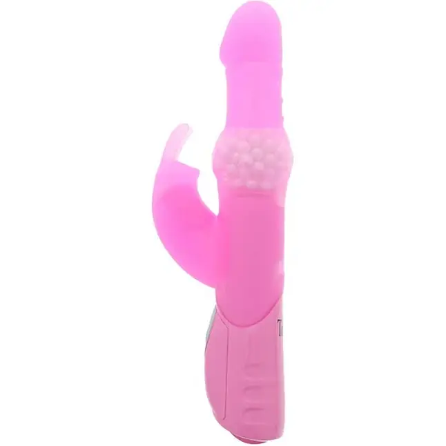 Розовый вибромассажёр с клиторальным отростком Rabbit Pearl - 26,5 см - Premium Range. Фотография 3.