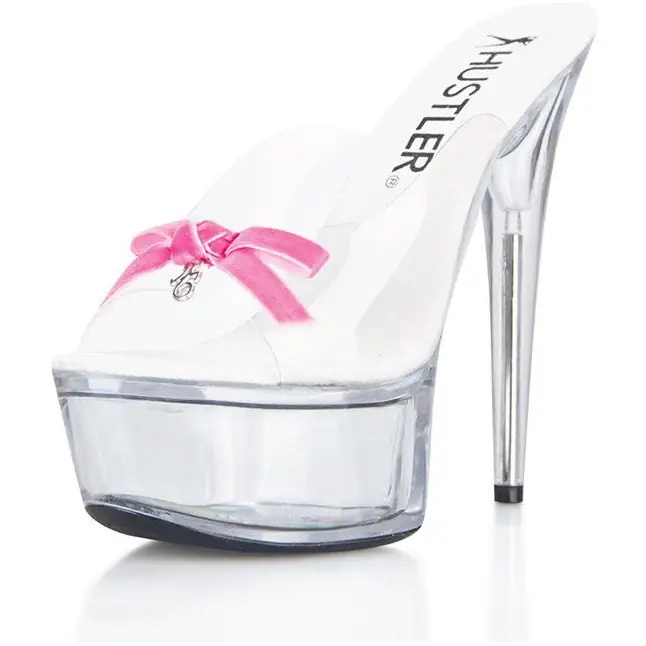 Прозрачные сабо с розовым бантиком Pink Bow