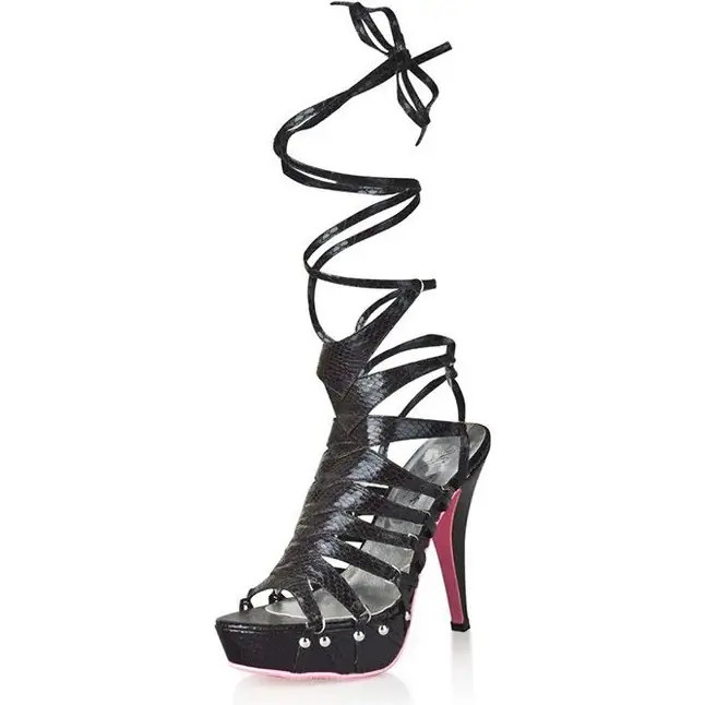 Черные босоножки из искусственной змеиной кожи Snake Style