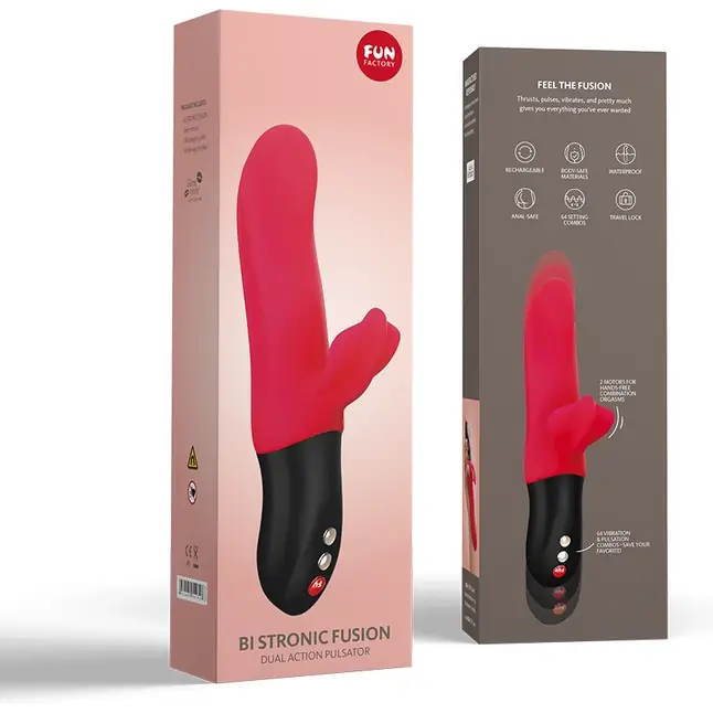 Красный пульсатор с клиторальным лепестком Bi Stronic Fusion - 21,5 см. Фотография 6.