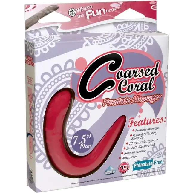 Ярко-розовый вибромассажёр простаты Coarsed Coral Prostate Massager. Фотография 3.