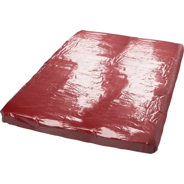 Виниловая бордовая простынь Vinyl Bed Sheet - Fetish Collection. Фотография 2.