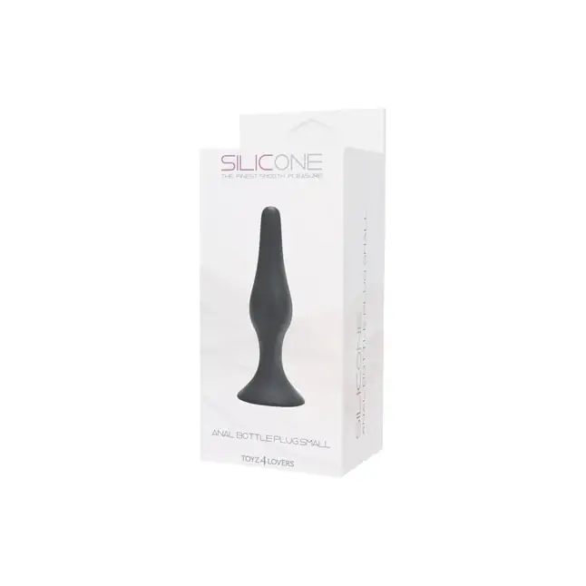 Малая чёрная анальная пробка из силикона ANAL BOTTLE PLUG SILICONE SMALL - 10 см - Silicone. Фотография 2.
