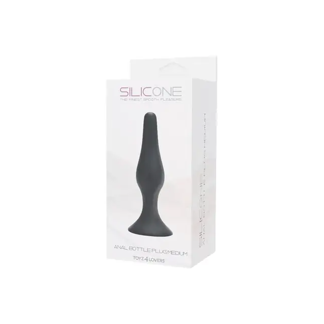Чёрная анальная пробка из силикона среднего размера ANAL BOTTLE PLUG SILICONE MEDIUM - 11,5 см - Silicone. Фотография 2.