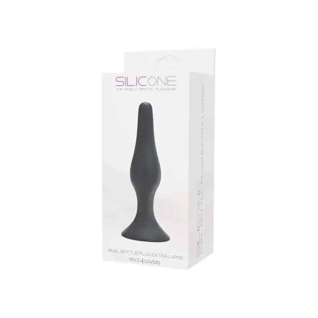 Крупная чёрная анальная пробка из силикона ANAL BOTTLE PLUG SILICONE EXTRALARGE - 15,5 см - Silicone. Фотография 2.