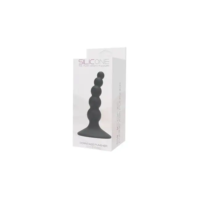 Чёрная анальная пробка-ёлочка DOMINO ASS PUNISHER SILICONE - 9,5 см - Silicone. Фотография 2.