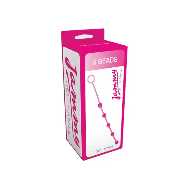 Розовая анальная цепочка с 5 шариками JAMMY JELLY ANAL 5 BEADS PINK - 38 см - Jammy Jelly Anal. Фотография 2.