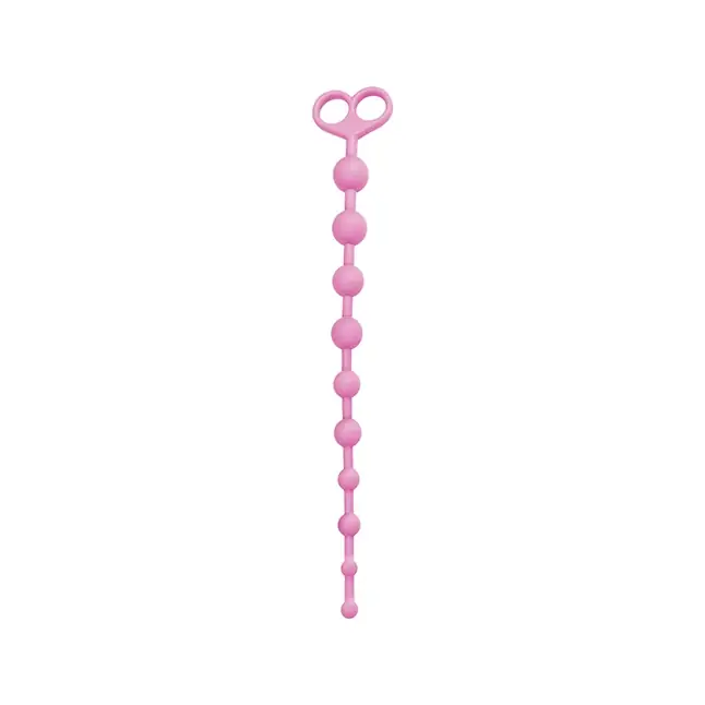 Розовая анальная цепочка из 10 звеньев ANAL JUGGLING BALL SILICONE - 33,6 см - Silicone