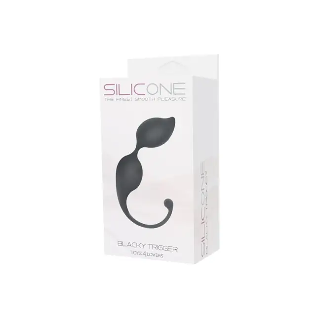 Чёрные вагинальные шарики TRIGGER SILICONE BLACKY - Silicone. Фотография 2.