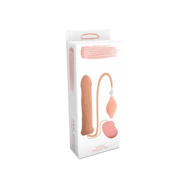 Телесный вибратор-фаллос с функцией расширения INFLATABLE PENETRATOR VIBE - 16 см - BestSeller. Фотография 2.