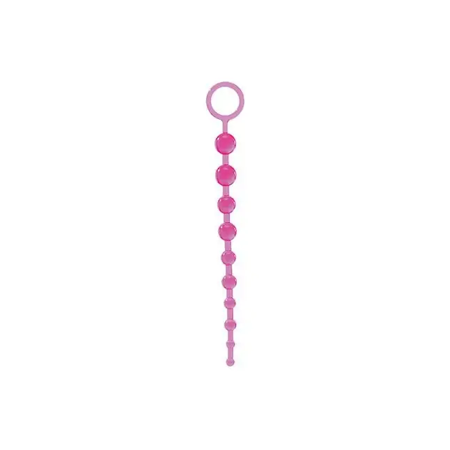 Розовая анальная цепочка с 10 шариками JAMMY JELLY ANAL 10 BEADS - 32 см - Jammy Jelly Anal