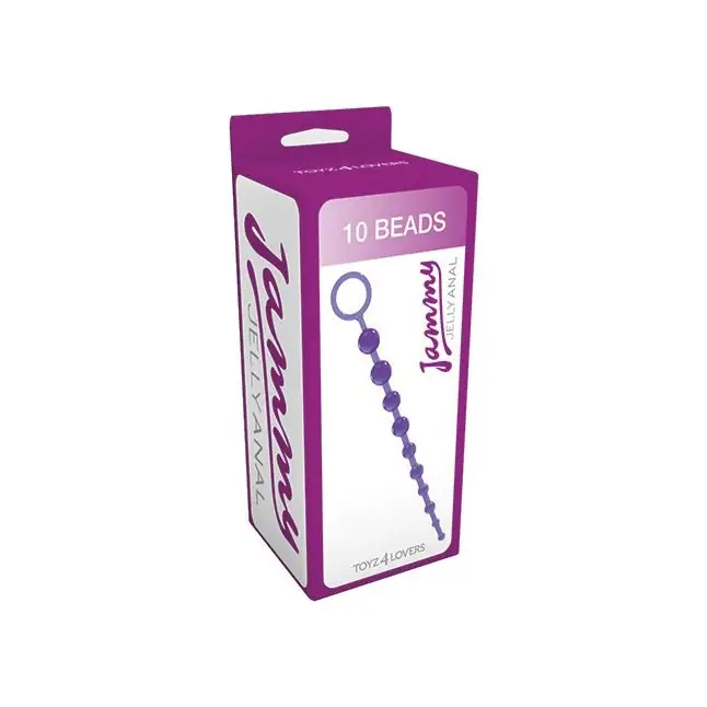 Фиолетовая анальная цепочка с 10 шариками JAMMY JELLY ANAL 10 BEADS - 32 см - Jammy Jelly Anal. Фотография 2.