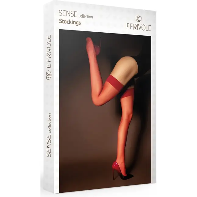 Красные матовые капроновые чулки под пояс - Sense. Фотография 3.