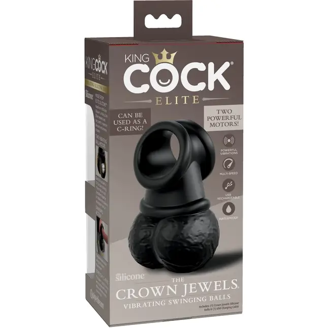 Черная вибронасадка King Cock Ellite The Crown Jewels - King Cock Elite. Фотография 7.