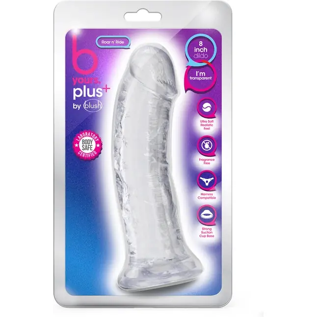 Прозрачный фаллоимитатор-реалистик Roar n Ride - 20,3 см - B Yours Plus. Фотография 3.