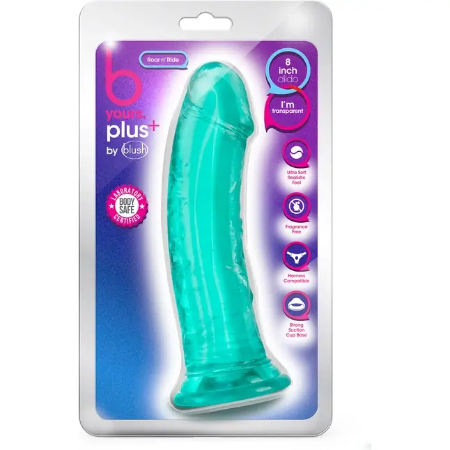Бирюзовый фаллоимитатор-реалистик Roar n Ride - 20,3 см - B Yours Plus. Фотография 3.