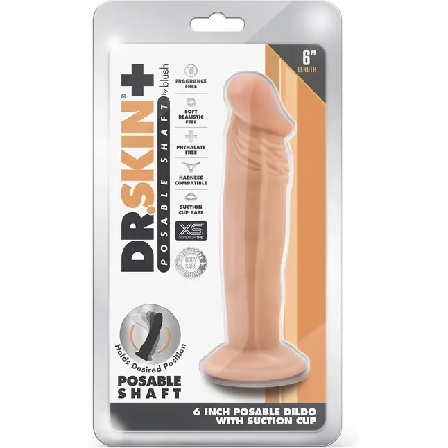Телесный фаллоимитатор-реалистик 6 Inch Posable Dildo - 16,5 см - Dr. Skin Plus. Фотография 5.