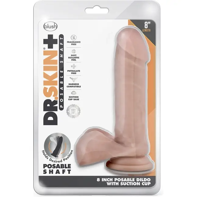Телесный фаллоимитатор-реалистик 8 Inch Posable Dildo With Balls - 20,3 см - Dr. Skin Plus. Фотография 5.