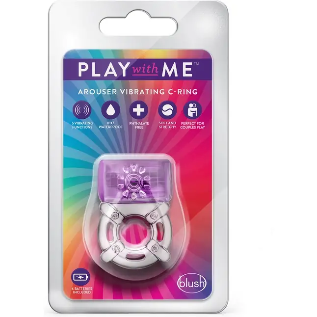 Фиолетовое эрекционное виброкольцо One Night Stand Vibrating C-Ring - Play With Me. Фотография 4.