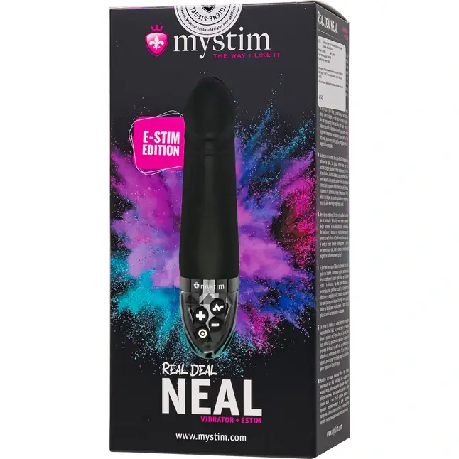 Черный вибратор с электростимуляцией Real Deal Neal - 16,5 см. Фотография 2.