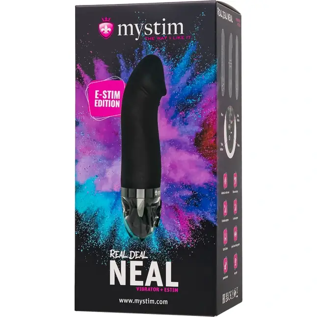Черный вибратор с электростимуляцией Real Deal Neal - 16,5 см. Фотография 10.