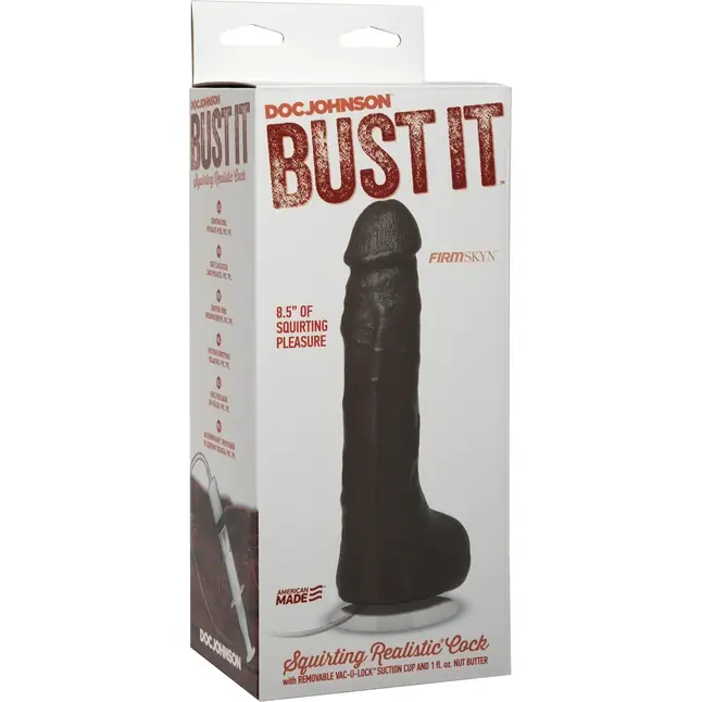 Коричневый фаллоимитатор с имитацией семяизвержением Bust It Squirting Realistic Cock - 23,36 см. Фотография 4.