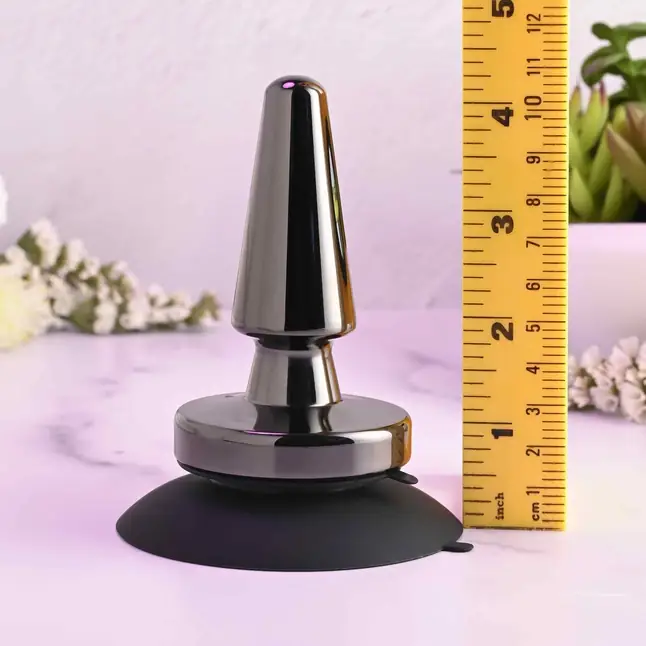 Черная анальная вибропробка Beginner Metal Plug - 11,2 см. Фотография 14.