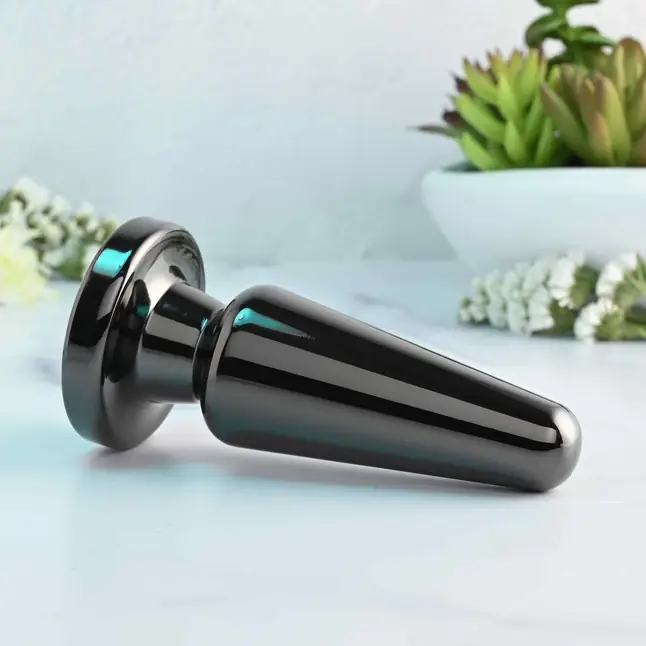 Черная анальная вибропробка Advanced Metal Plug - 13,8 см. Фотография 12.